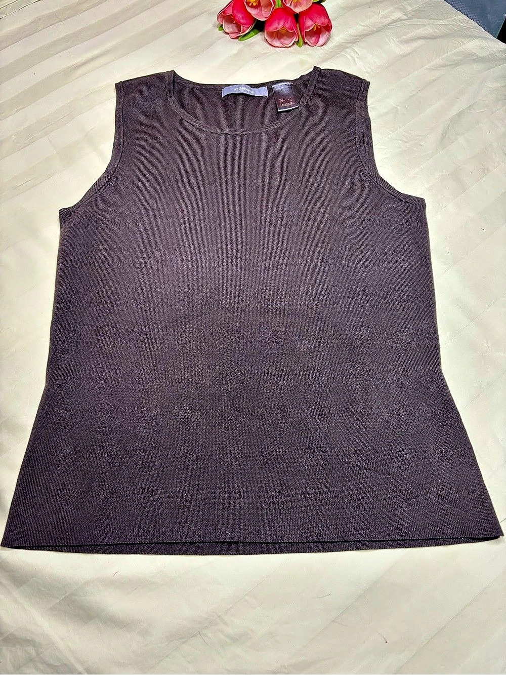 Liz Claiborne Ribbed Tank Top Brown Size Small